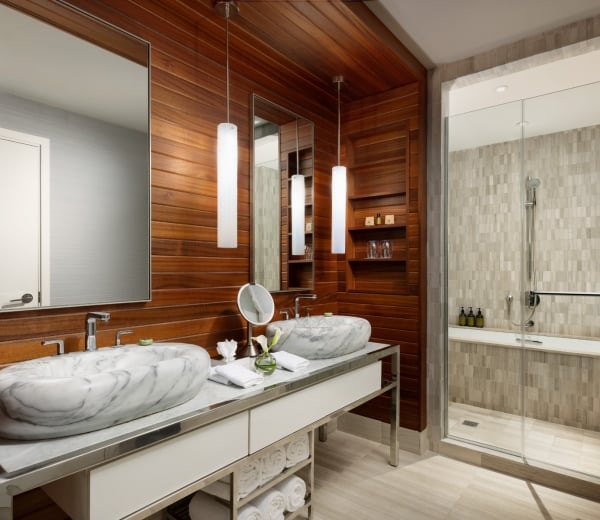 Penthouse 2 bathroom at The James New York Nomad with shower